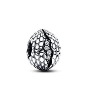 Dragon Egg Elegant Silver 925 Textured Charm